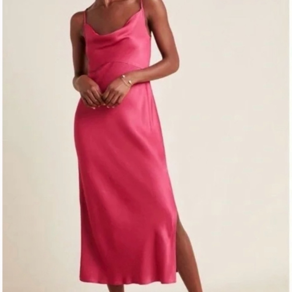 By Anthropologie cowl neck slip dress in raspberry-M
NWT